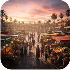Marrakech souk at dusk