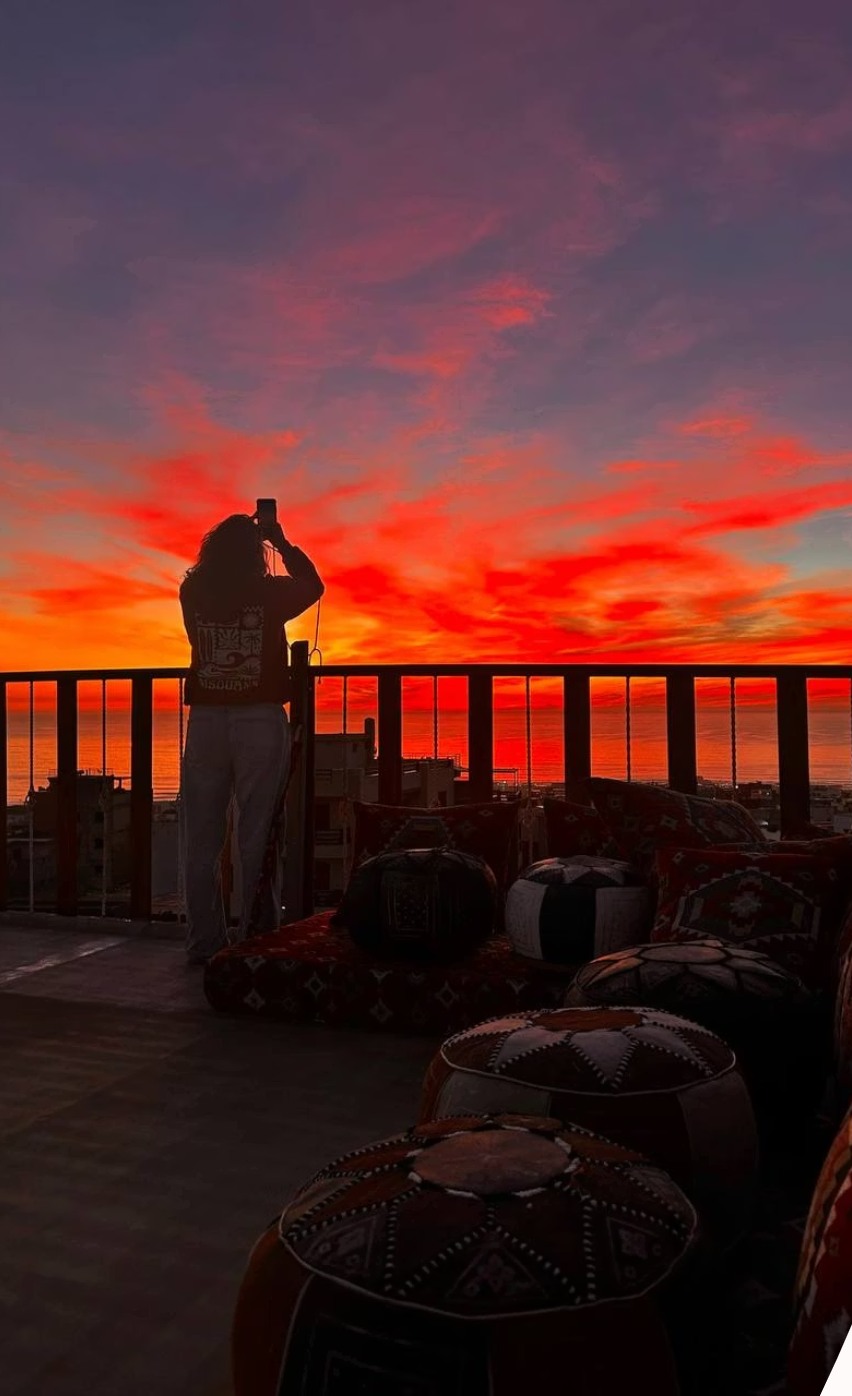 Sunset terrace overlooking the Atlantic from Tamraght